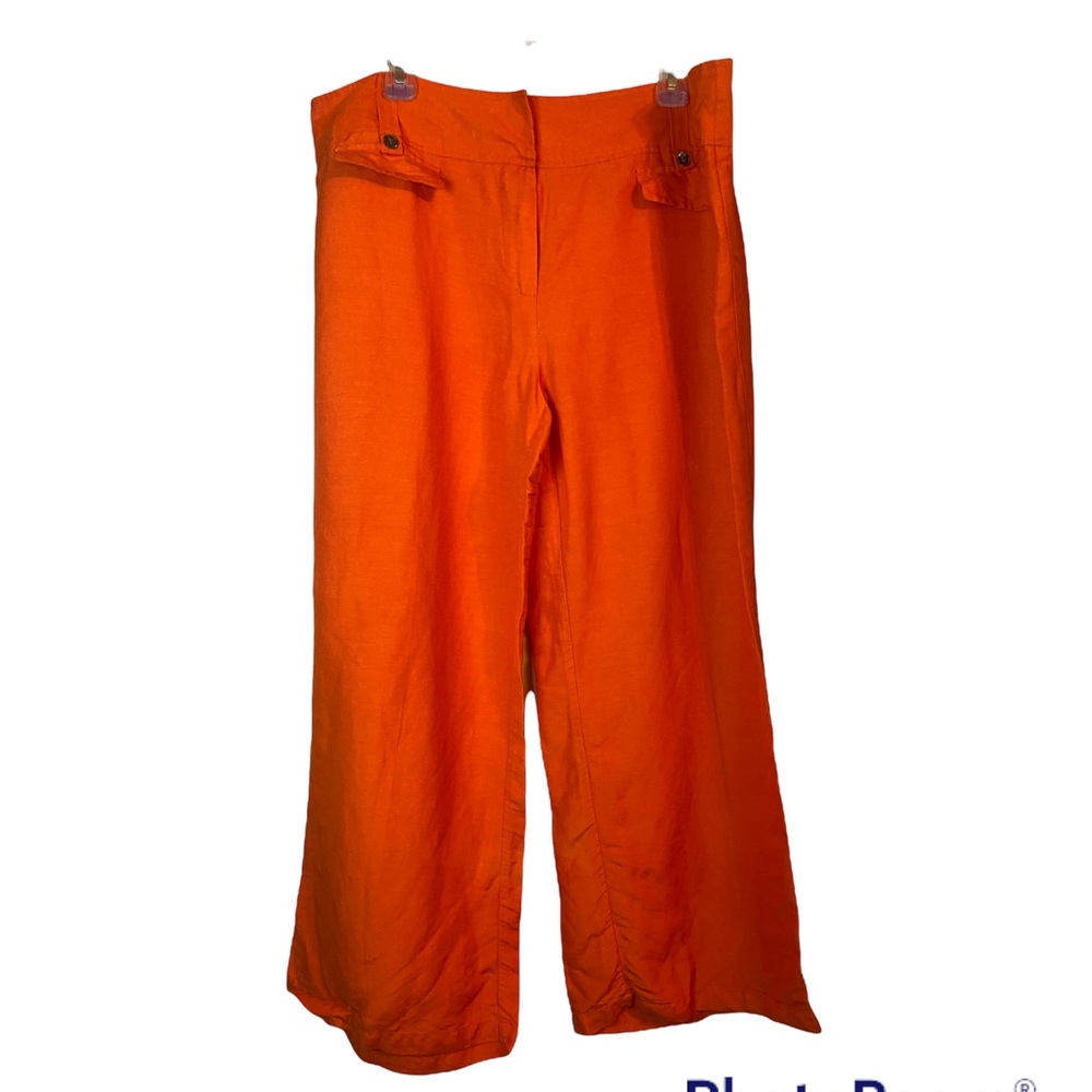 sherry Taylor an American brand bold orange rust ramie wide leg capri pant 1x